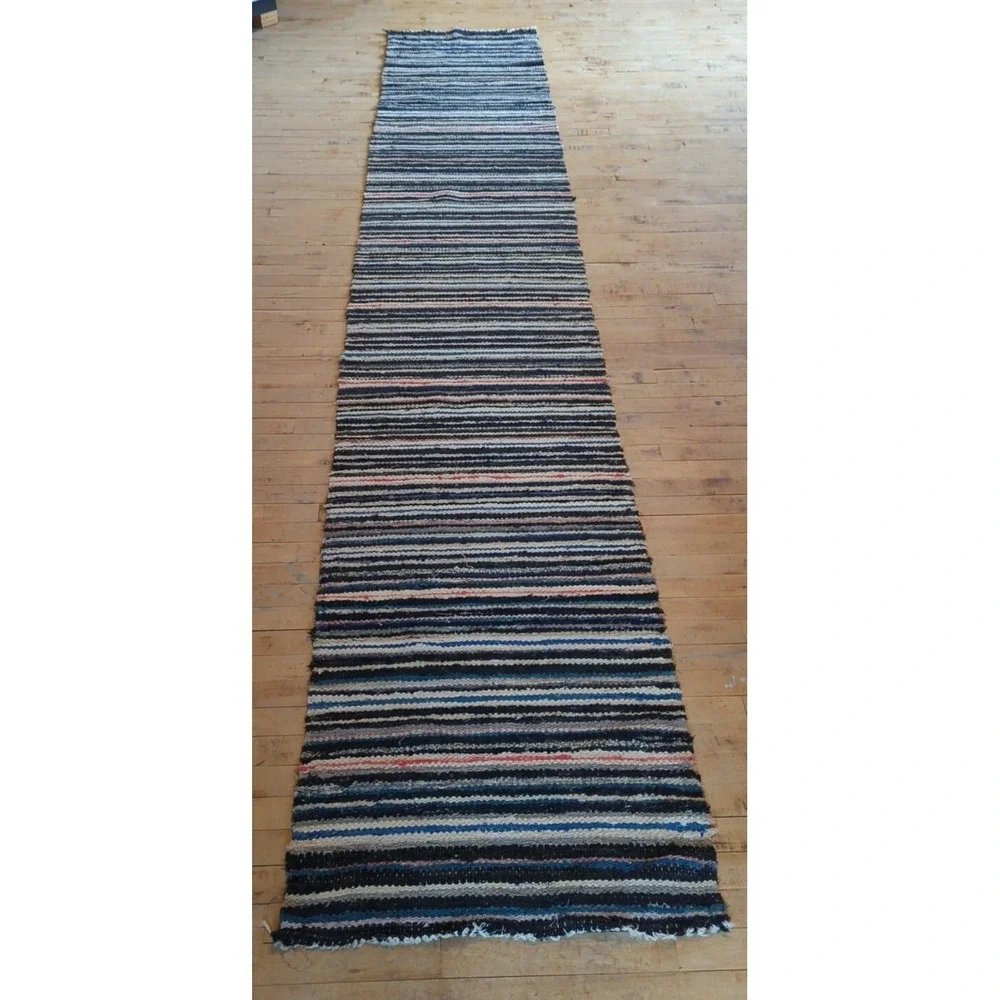 Antique Imported Swedish Hand‎ Made Rag Rug Runner (27.5